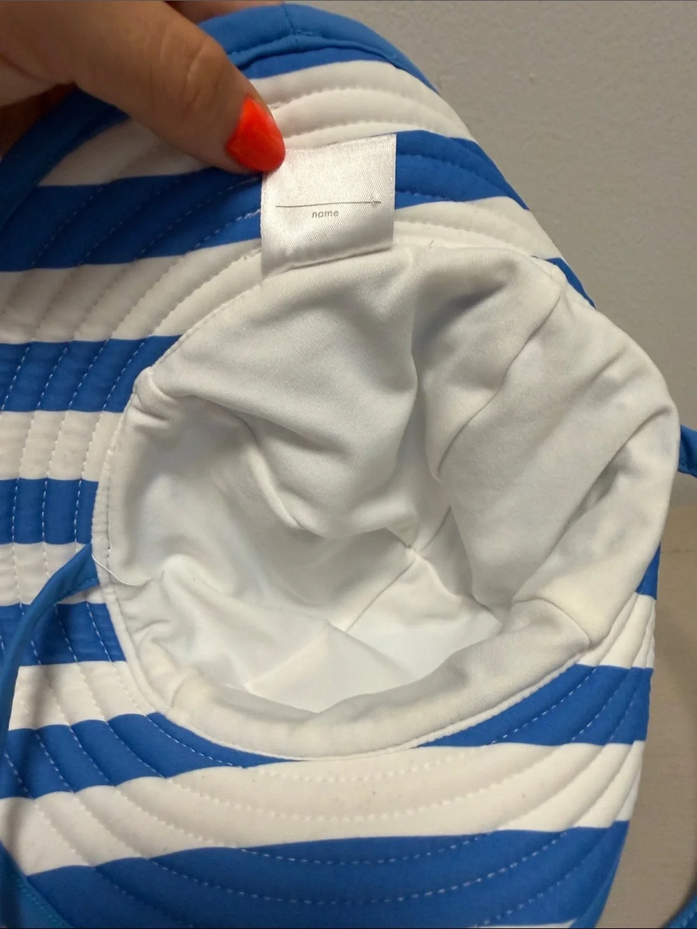 Hanna Andersson XXS Blue White Striped Swim Sun Hat Bucket Chin Strap Beach